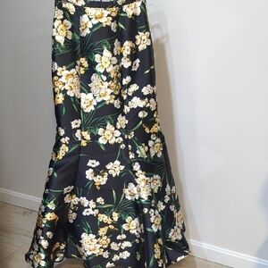 Ellie Wilde Floral Maxi Skirt in Black and Yellow